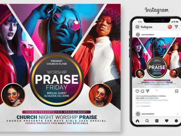 Girls Church Flyer Template PSD Design