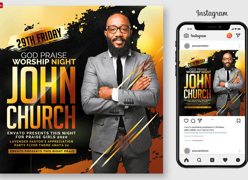 Golden Church Flyer PSD Template File