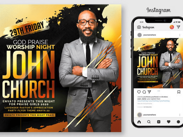 Golden Church Flyer PSD Template File