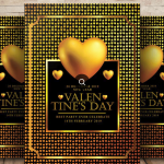 Golden Valentines Day Flyer Template PSD