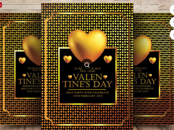 Golden Valentines Day Flyer Template PSD
