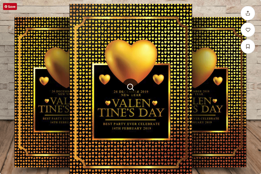 Golden Valentines Day Flyer Template PSD