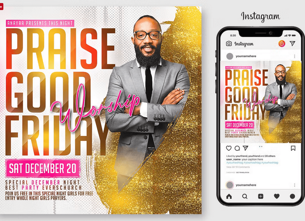 Good Friday Church Flyer Template PSD Design