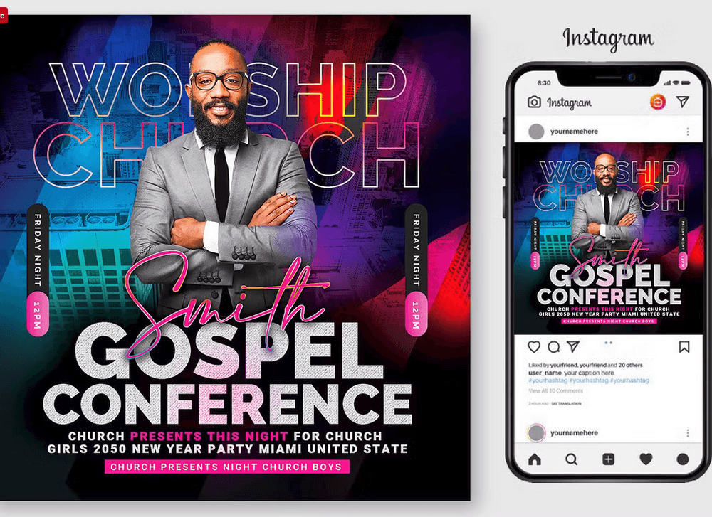 Gospel Church Flyer Template PSD Design