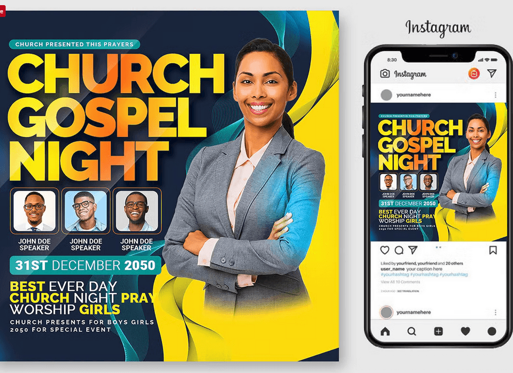 Gospel Church Night Flyer Template