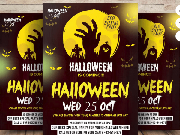 Halloween Party Flyer PSD Template Design File