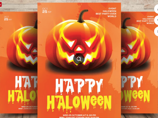 Halloween Pumpkin Flyer PSD Template Design File