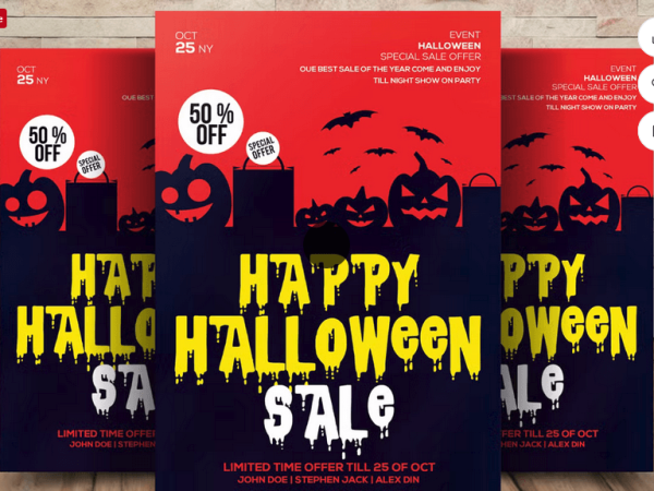 Halloween Sale Flyer PSD Template Design File