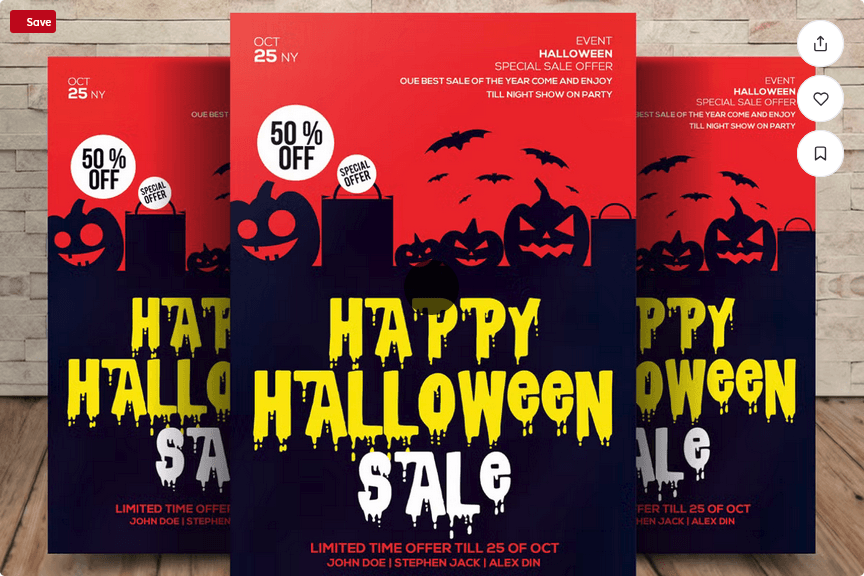 Halloween Sale Flyer PSD Template Design File