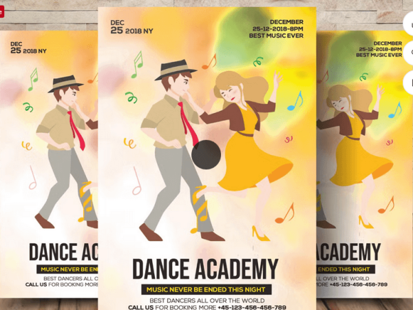 Hip Hop Dance Academy Flyer Template PSD