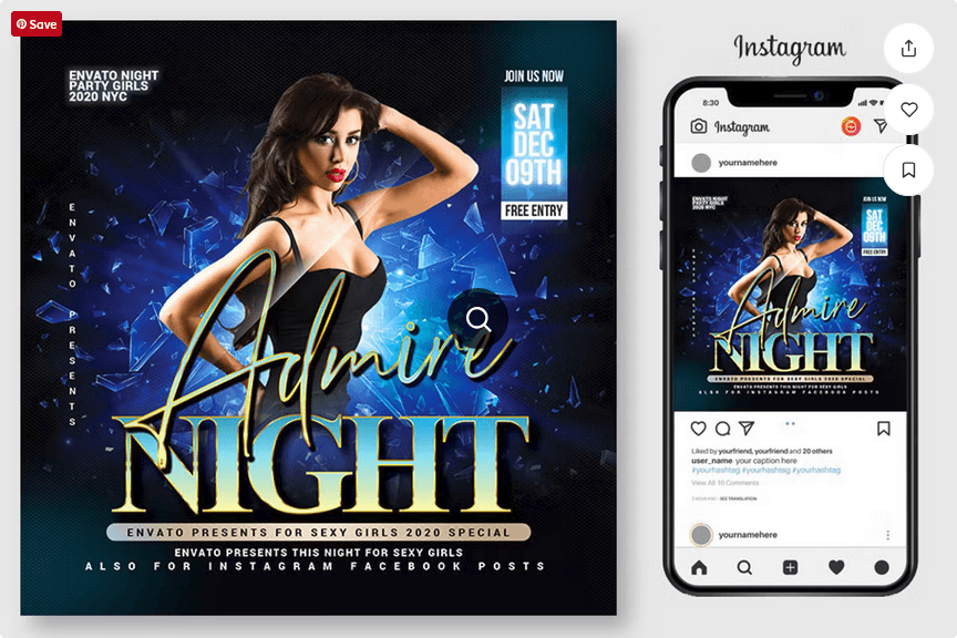 Ladies Night Party Flyer PSD Template File