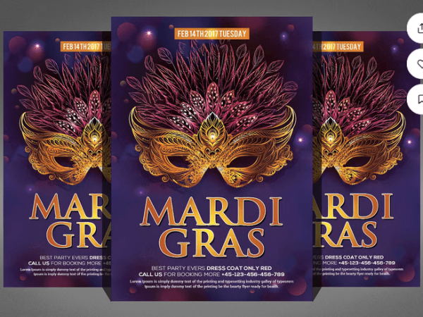 Mardi Grass Party Flyer Template PSD