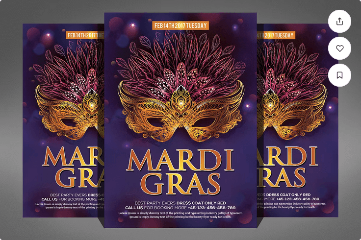 Mardi Grass Party Flyer Template PSD