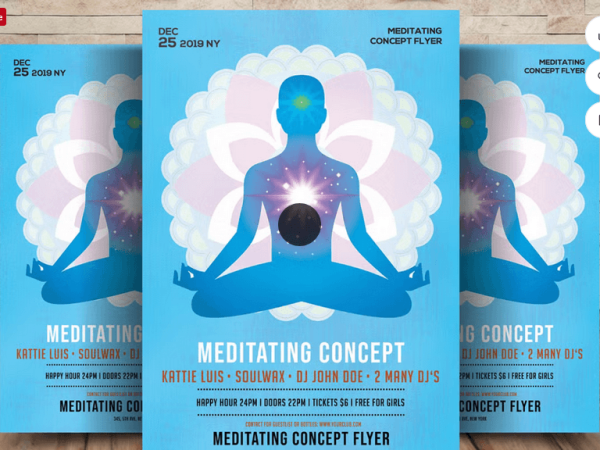 Meditating Yoga Concept Flyer Template PSD