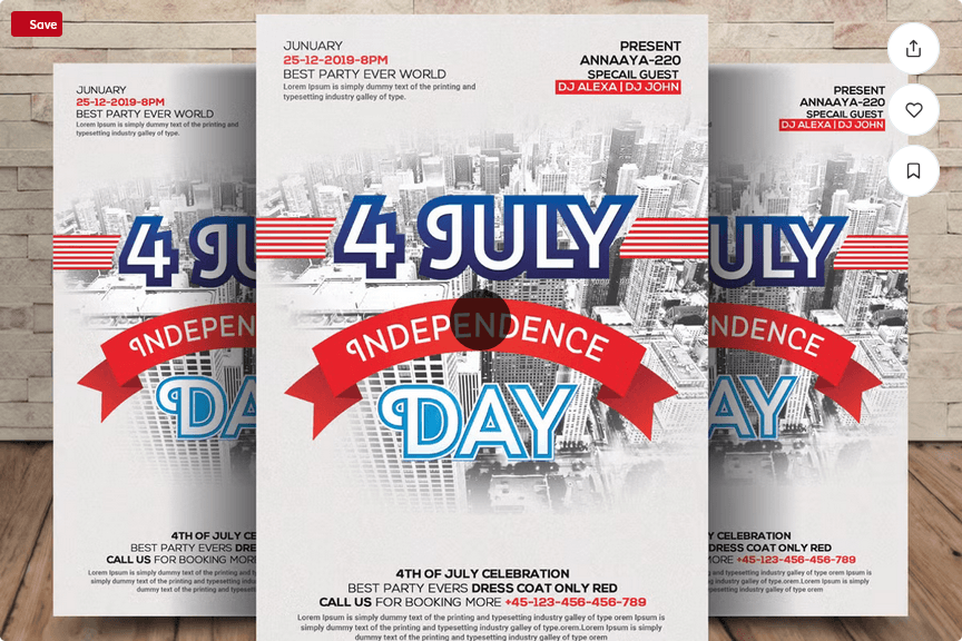 Memorial Day 4th of July Flyer Poster Template