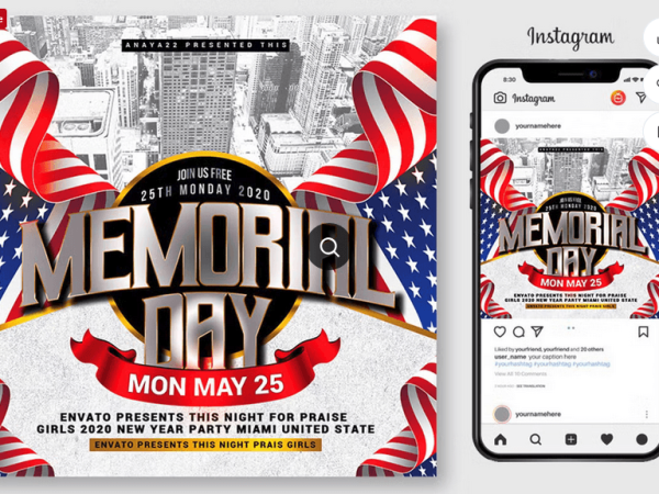 Memorial Day Party Flyer PSD Template File