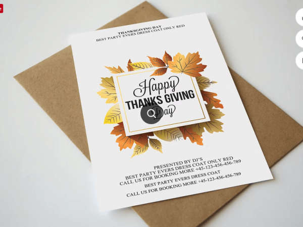 Minimalist Thanksgiving Party Invite Flyer Template
