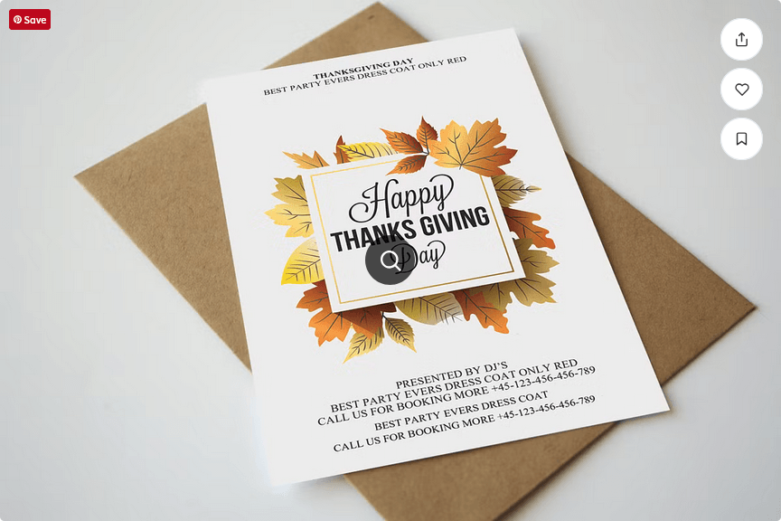 Minimalist Thanksgiving Party Invite Flyer Template