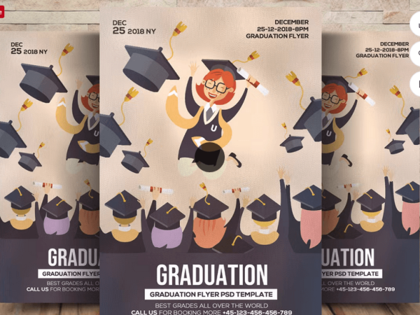 Minimalist University Graduation Ceremony Flyer Template PSD