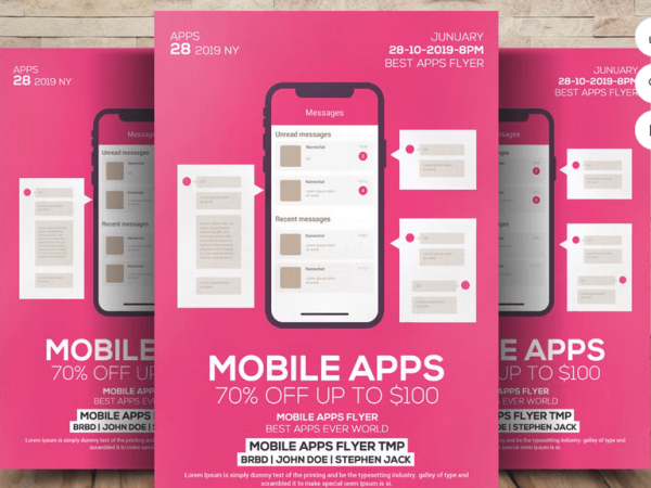 Mobile App Launch Promotion Flyer Template PSD