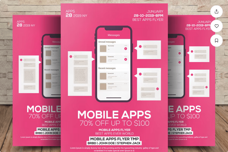 Mobile App Launch Promotion Flyer Template PSD