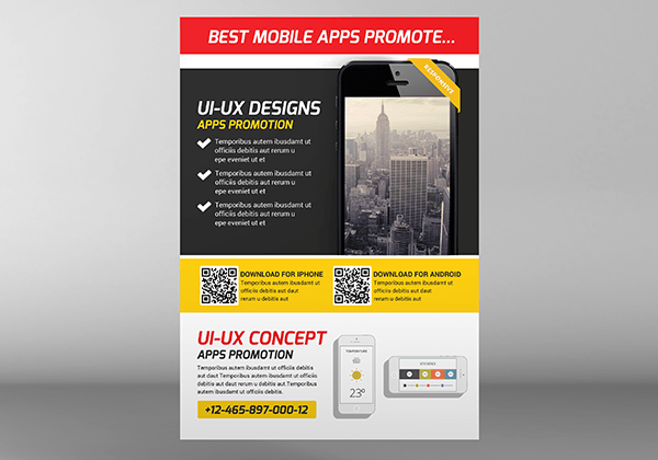 Mobile Application PSD Flyer Template Design