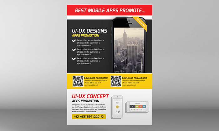 Mobile Application PSD Flyer Template Design