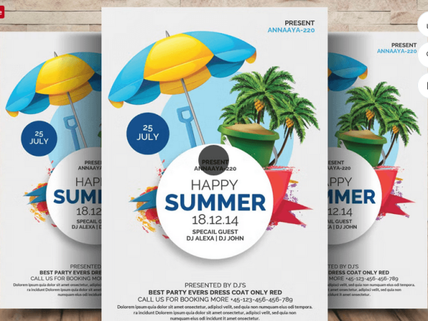 Modern Beach Sunset Party Flyer Template PSD