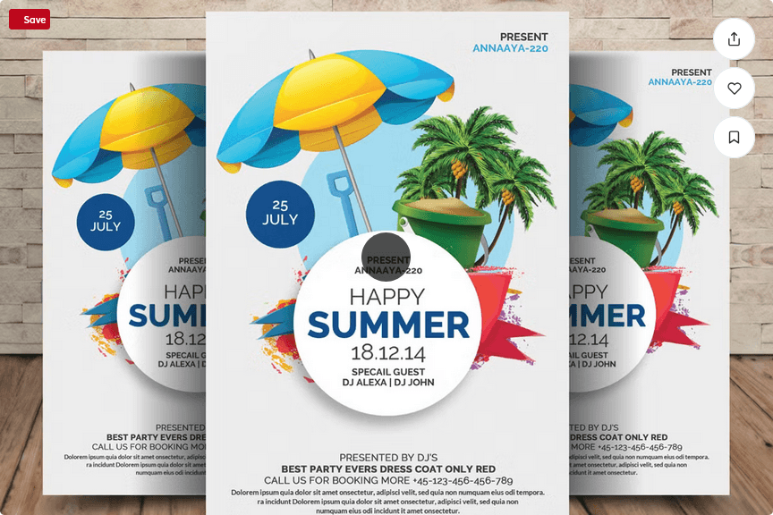 Modern Beach Sunset Party Flyer Template PSD