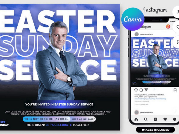Modern Easter Service Flyer Template PSD