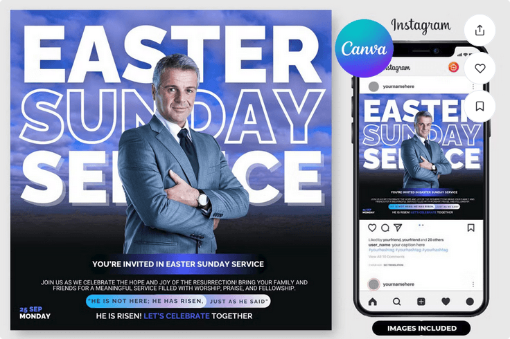 Modern Easter Service Flyer Template PSD
