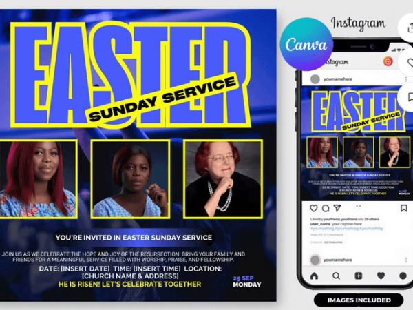 Modern Easter Sunday Brunch Flyer Template PSD