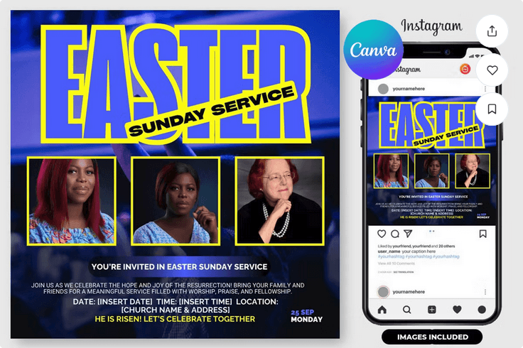 Modern Easter Sunday Brunch Flyer Template PSD