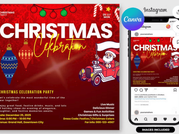 Modern Family Christmas Event Flyer – Fully Layered PSD