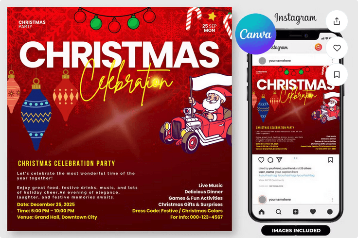 Modern Family Christmas Event Flyer – Fully Layered PSD