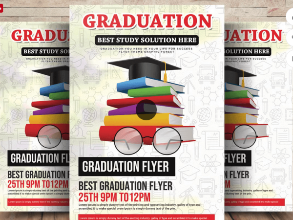 Modern High School Graduation Invite Flyer Template