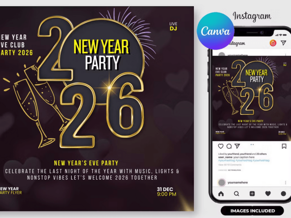 New Year Eve Party Flyer Canva