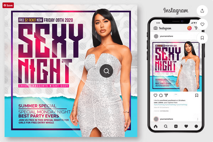 Night Club Event Flyer PSD Template File