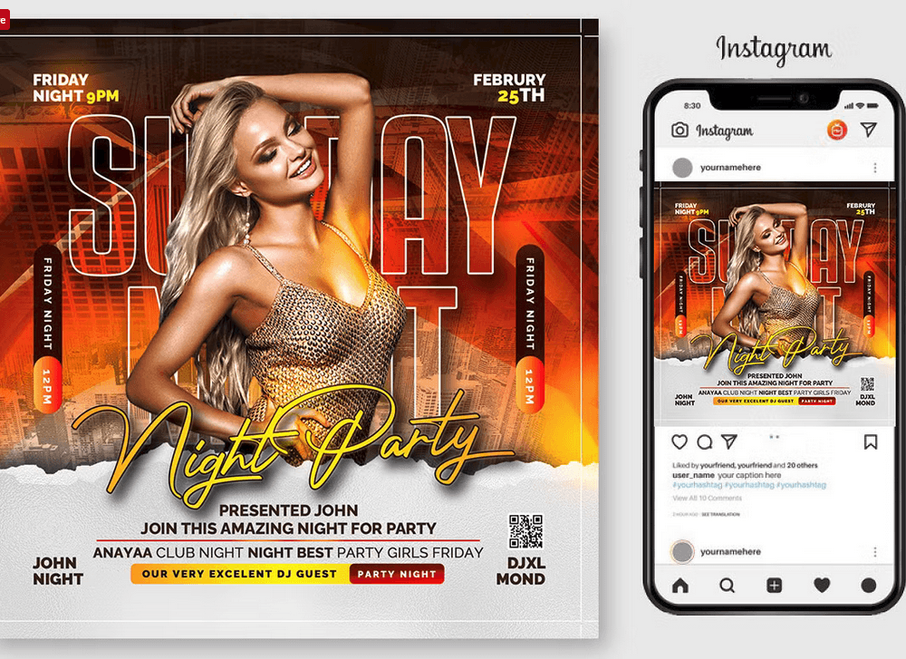 Night Club Flyer PSD Template File