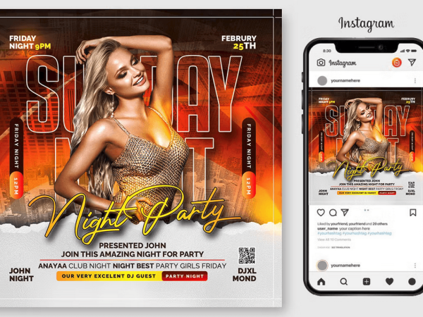 Night Club Flyer PSD Template File