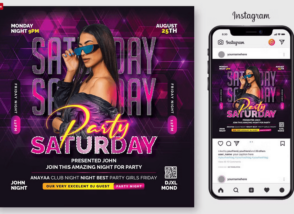 Night Club Party Flyer PSD Template File