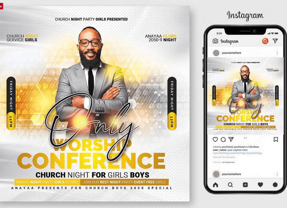 One Church Flyer Template PSD Design