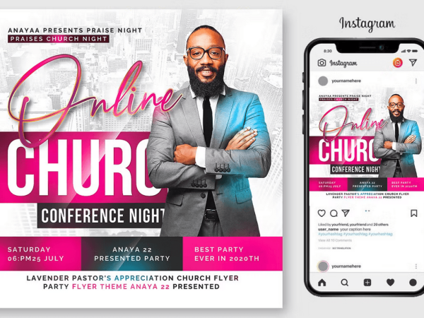 Online Church Flyer Template PSD Design