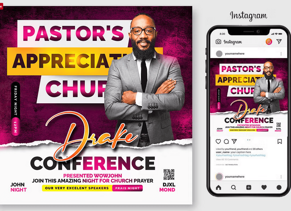 Pastor Birthday Church Flyer Template PSD Design