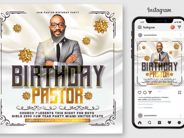 Pastor Birthday Flyer Template PSD Design