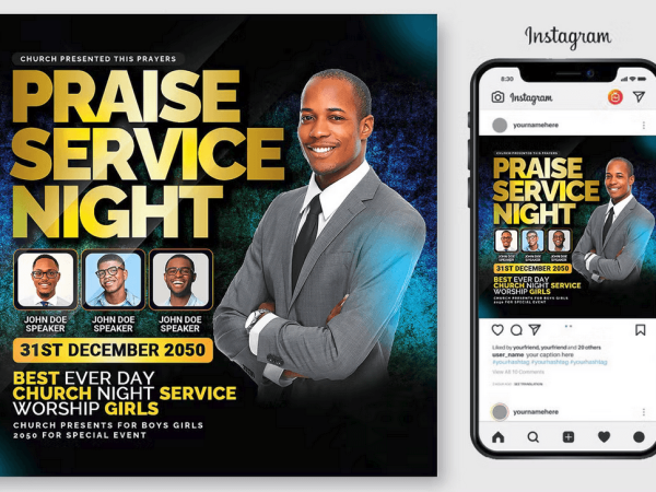 Praise Church Flyer Template PSD