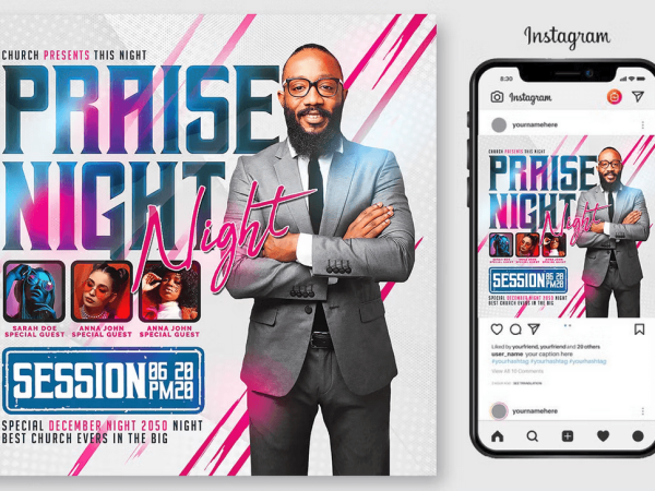Praise Night Flyer Template PSD Design