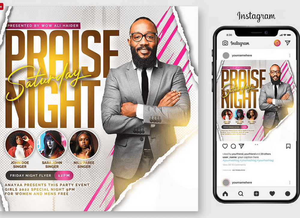 Praise Worship Flyer Template PSD Design