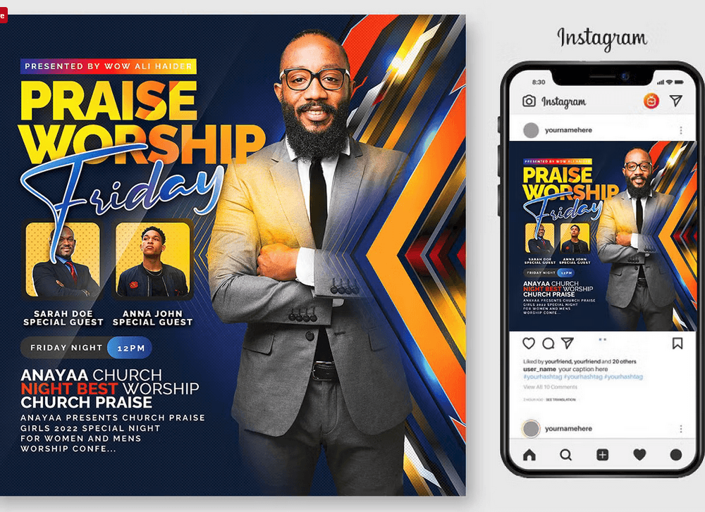 Prayer Service Flyer PSD Template File