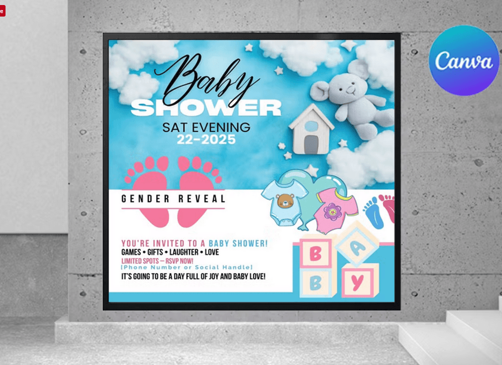 Printable Baby Shower Invitation Flyer PSD
